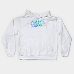 blue green water waves design Kids Hoodie